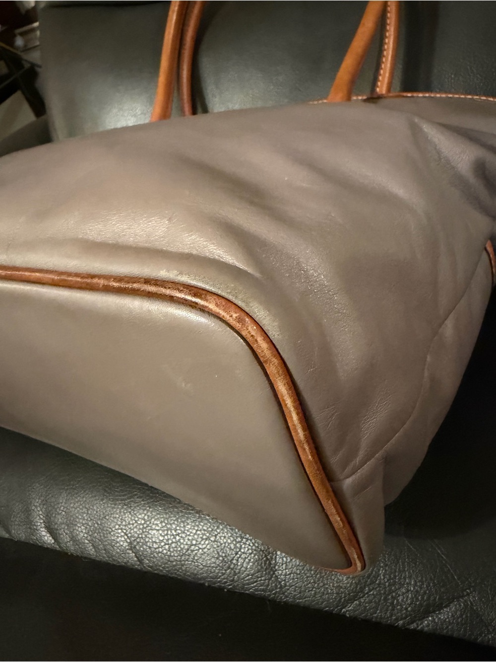 Dooney & Bourke Taupe Leather Tote with Tan Leather Trim DO NOT BUY ON HOLD - Picture 4 of 13